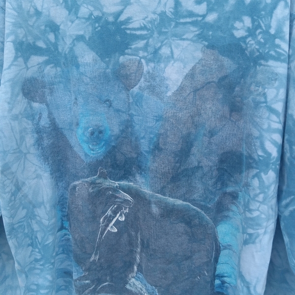 Vtg Bear "Back to Earth" Blue Graphic Long Sleeve Shirt Size Medium Tie-Dyed - Picture 3 of 8